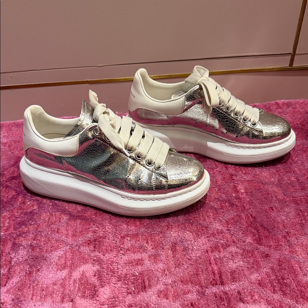 Alexander McQueen Metallic Silver Sneakers